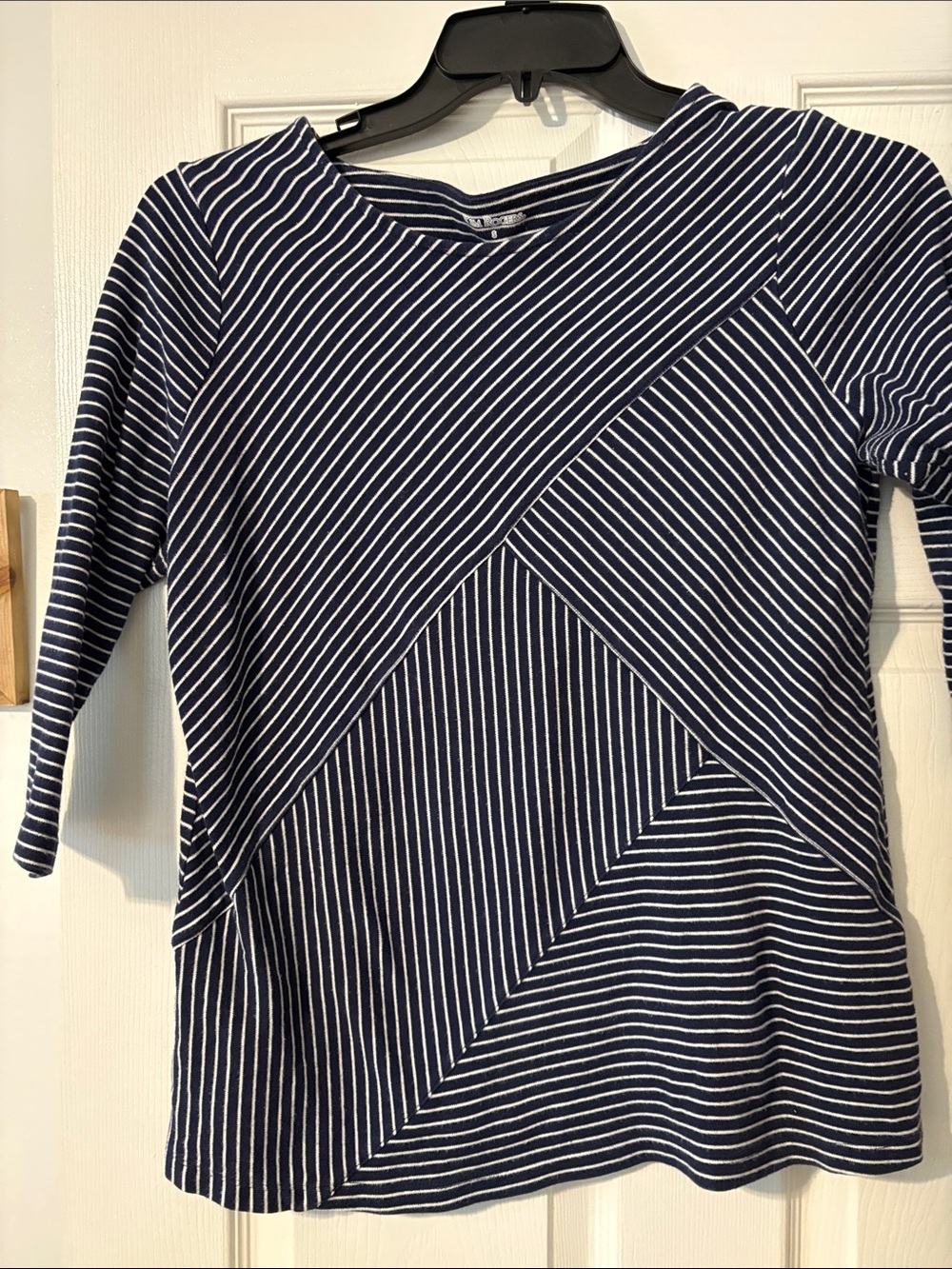 Kim Rogers Navy & White Striped Long Sleeve Knit Dress